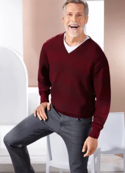 V-Pullover mit Strukturdessin