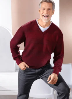V-Pullover mit Strukturdessin