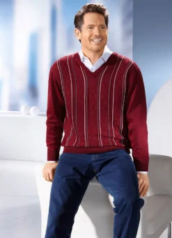 V-Pullover mit Strukturdessin