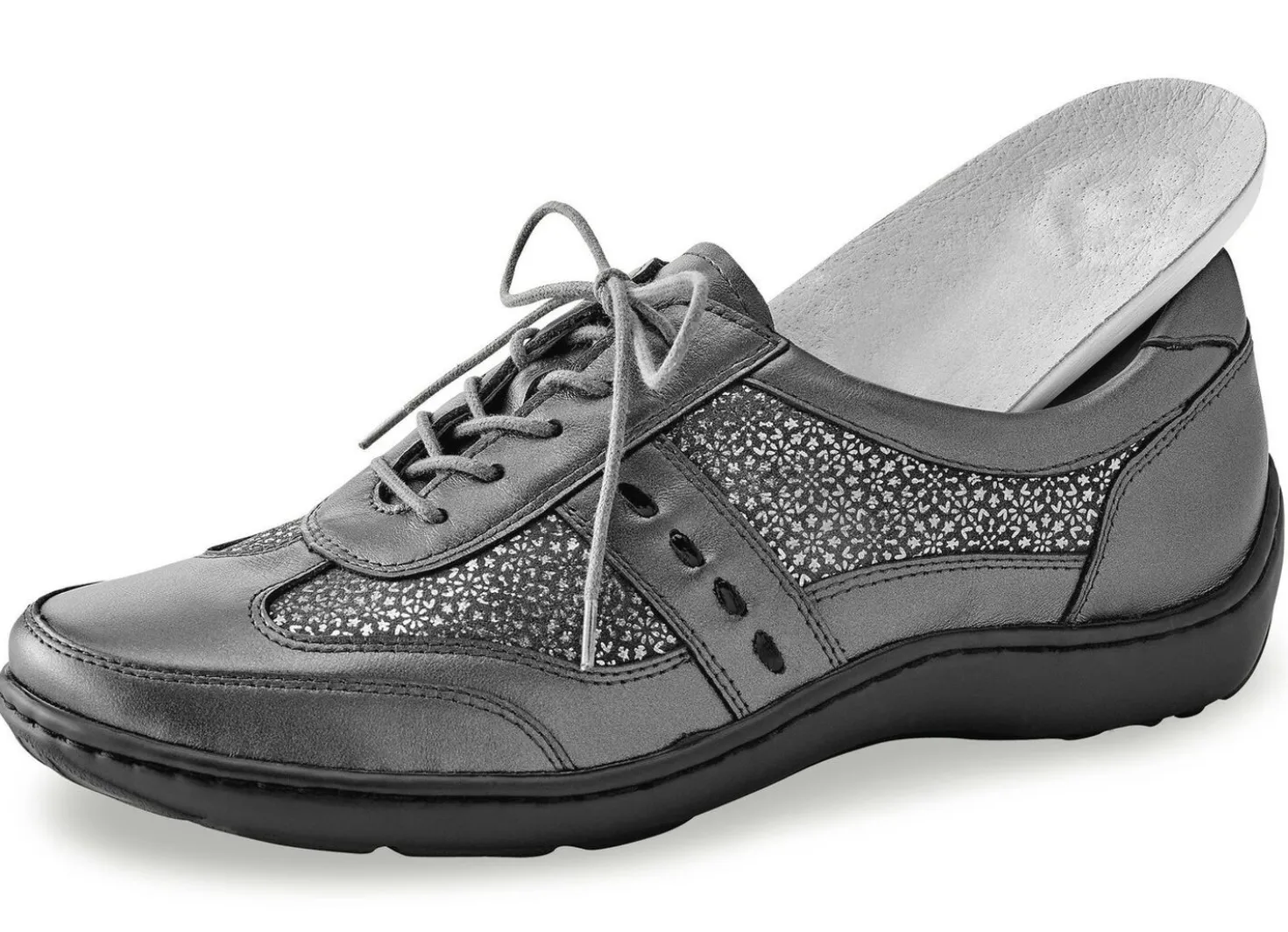 Waldläufer, bequeme Damen-Schnürschuhe, Weite H, mit herausnehmbarem Fußbett