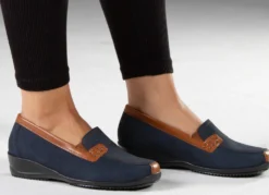 Waldläufer, bequeme Damen-Slipper, Weite H, mit herausnehmbarem Fußbett