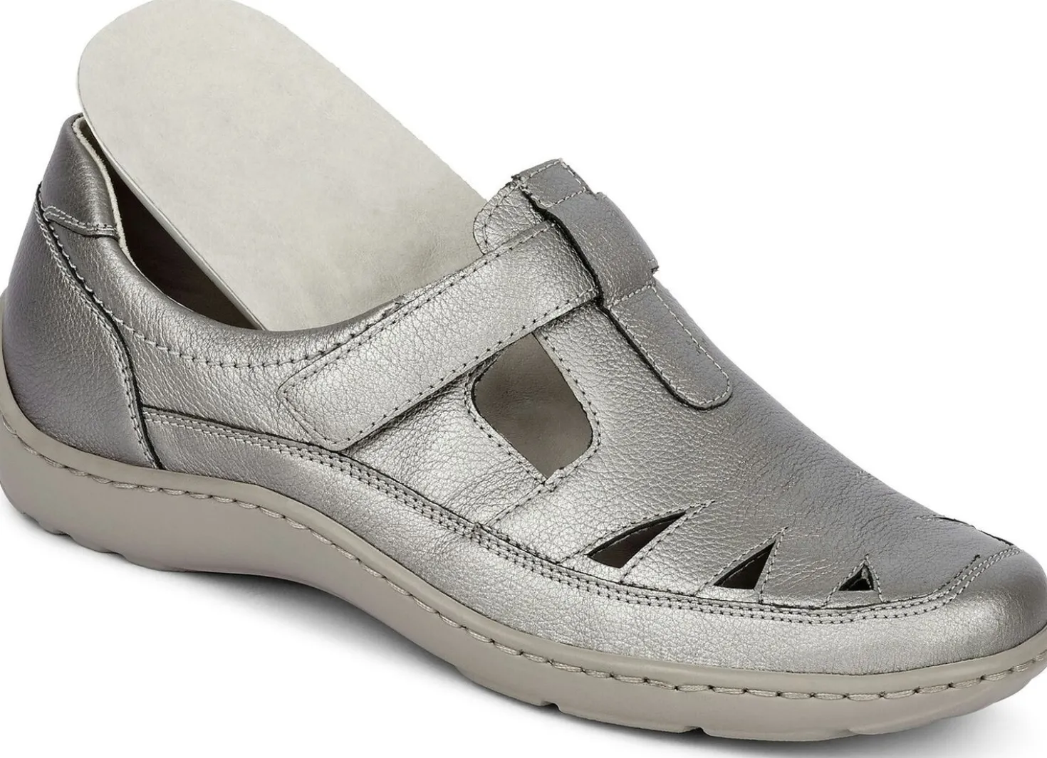 Waldläufer, bequeme Damen-Slipper, Weite H, mit herausnehmbarem Fußbett