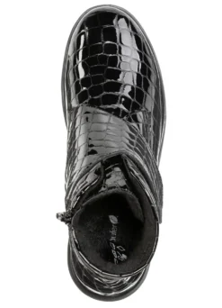 Waldläufer Bootie aus krokogeprägtem Lackleder