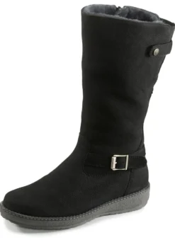 Waldläufer, gefütterte Damen-Stiefel, Winterschuhe, Weite H, mit Lammfell