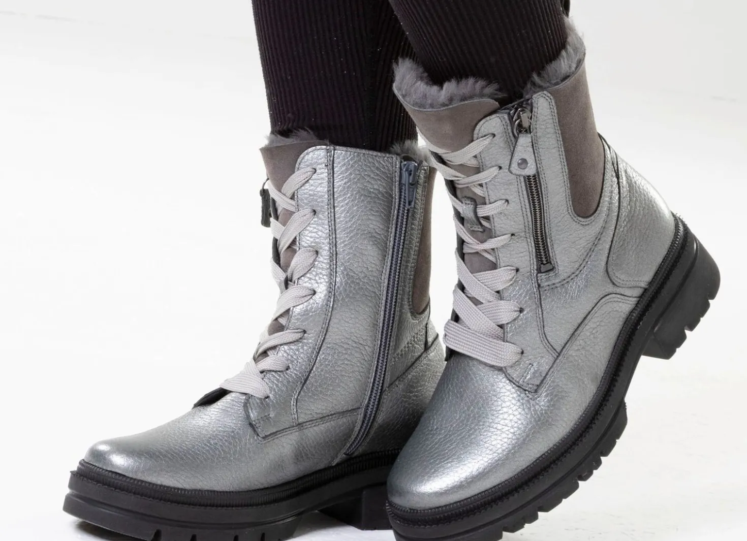 Waldläufer, gefütterte Damen-Stiefeletten, Winterschuhe, Weite H, mit Lammfell