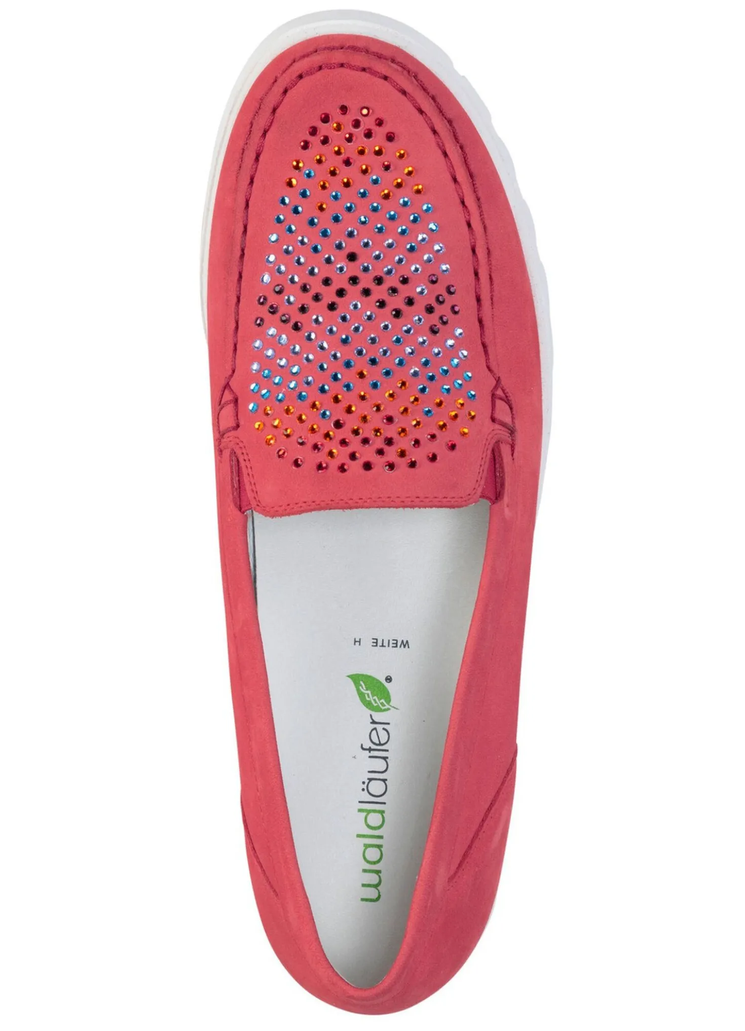 Waldläufer Mokassin-Slipper mit bunten Glitzersteinchen besetzt