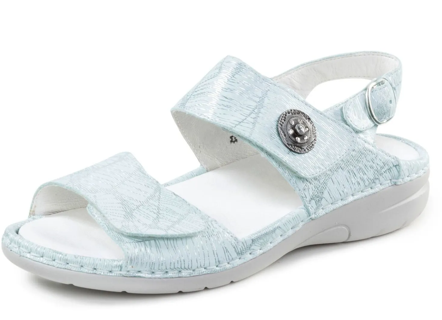Waldläufer Sandale mit Metallschmuck mit Glitzersteinchen