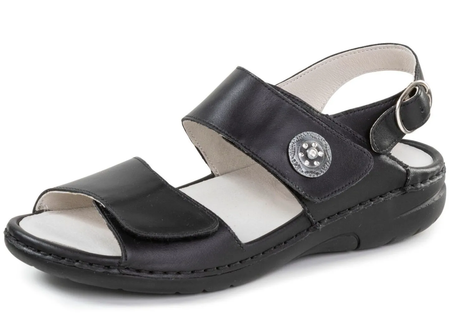 Waldläufer Sandale mit Metallschmuck mit Glitzersteinchen