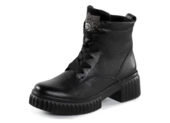 Waldläufer Schnür-Bootie mit effektvollen Glitzer-Steinchen