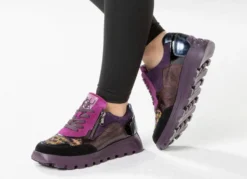 Waldläufer Schnür-Sneaker mit buntem Textilmaterial kombiniert