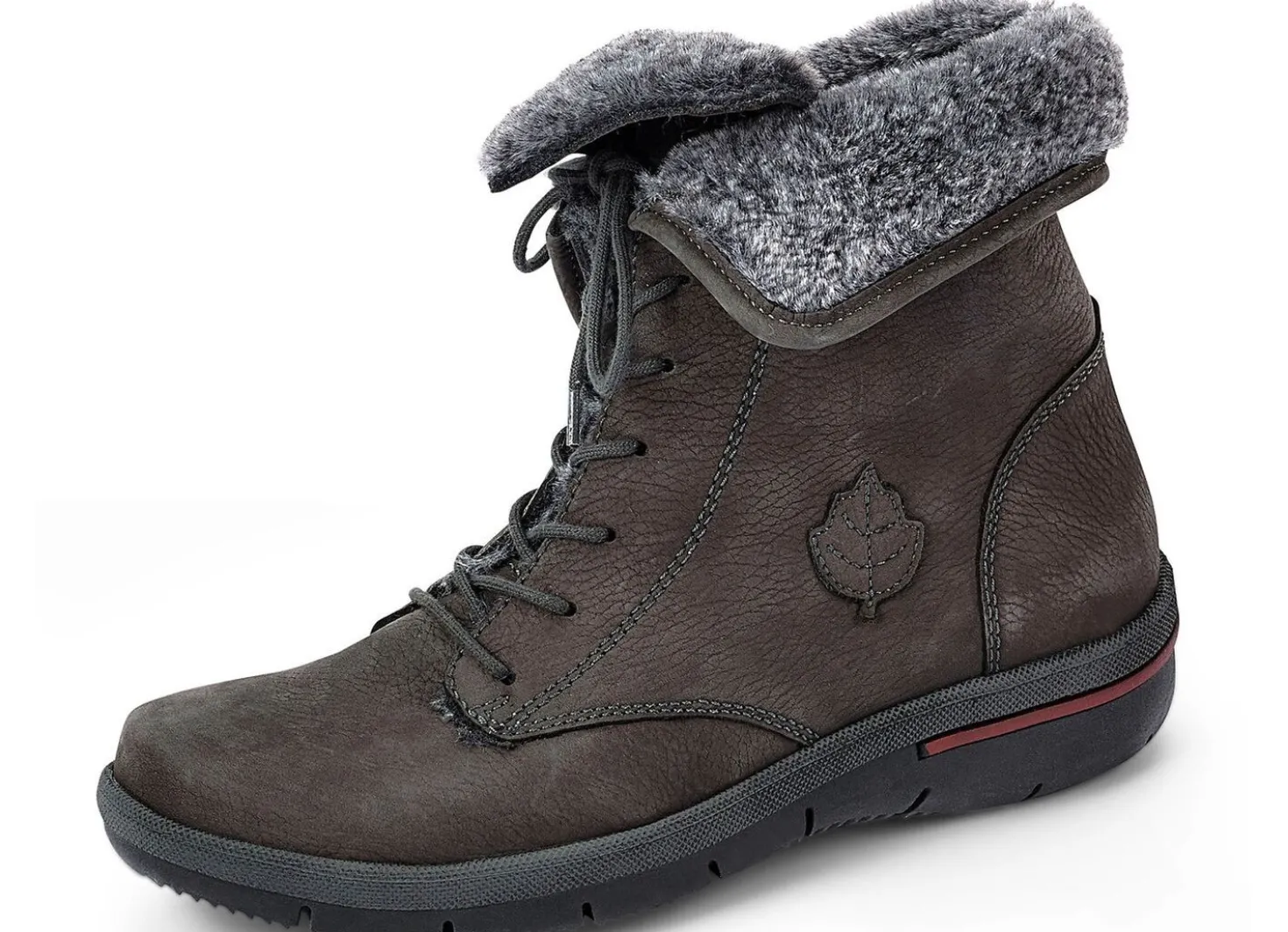 Waldläufer Schnür-Stiefelette mit kuscheligem Webpelzkragen
