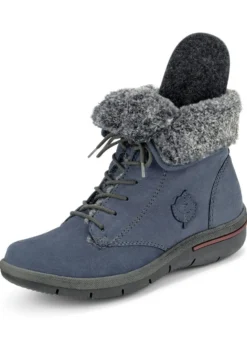 Waldläufer Schnür-Stiefelette mit kuscheligem Webpelzkragen