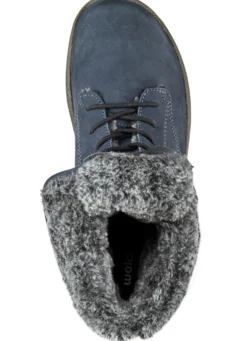 Waldläufer Schnür-Stiefelette mit kuscheligem Webpelzkragen