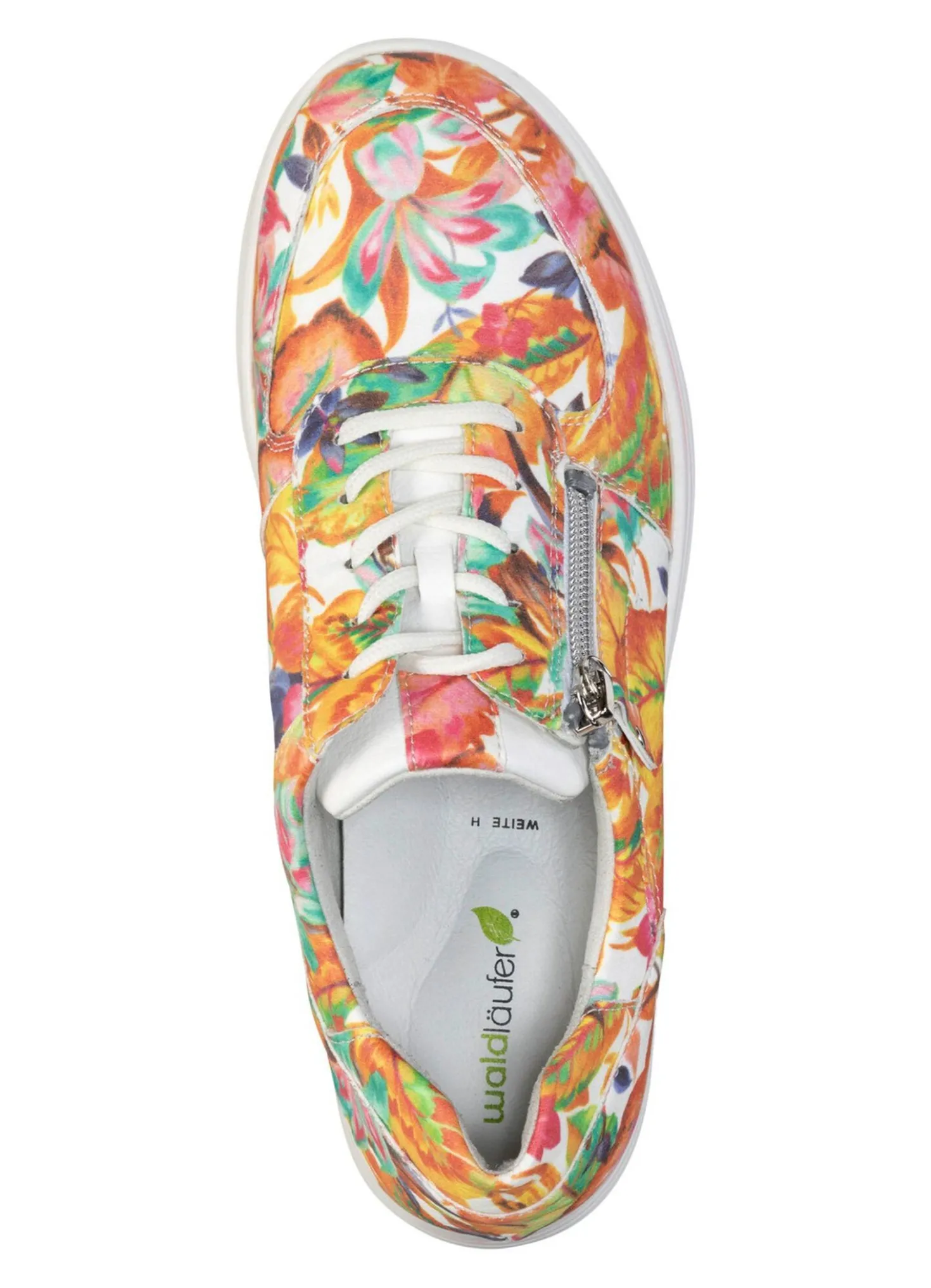 Waldläufer Sneaker aus beschichtetem, floral bedrucktem Textilmaterial