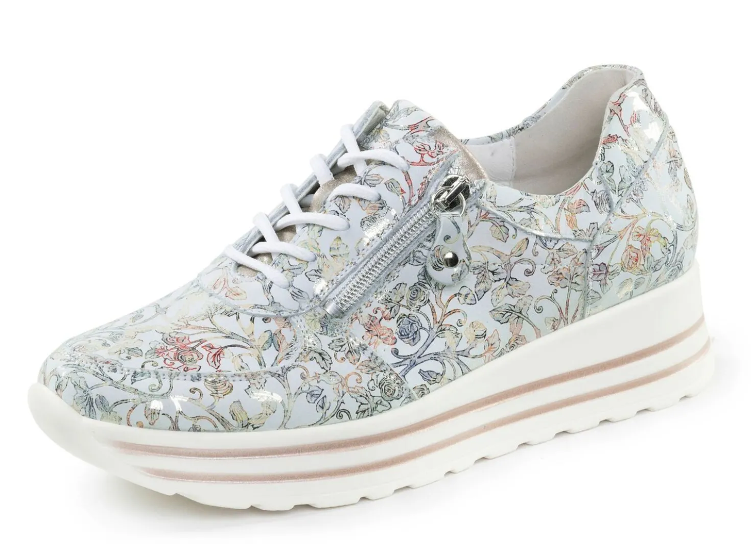 Waldläufer Sneaker aus floral bedrucktem Nubukleder