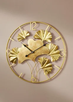 Wanduhr mit Ginkgo-Blätterdesign