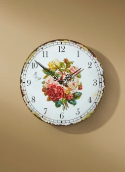 Wanduhr mit romantischem Rosen-Motiv