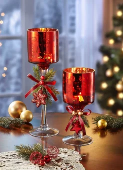 Weihnachtlicher Teelichthalter aus Glas