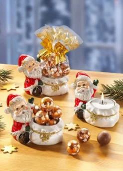 Weihnachtsmann-Teelichthalter, 3er-Set