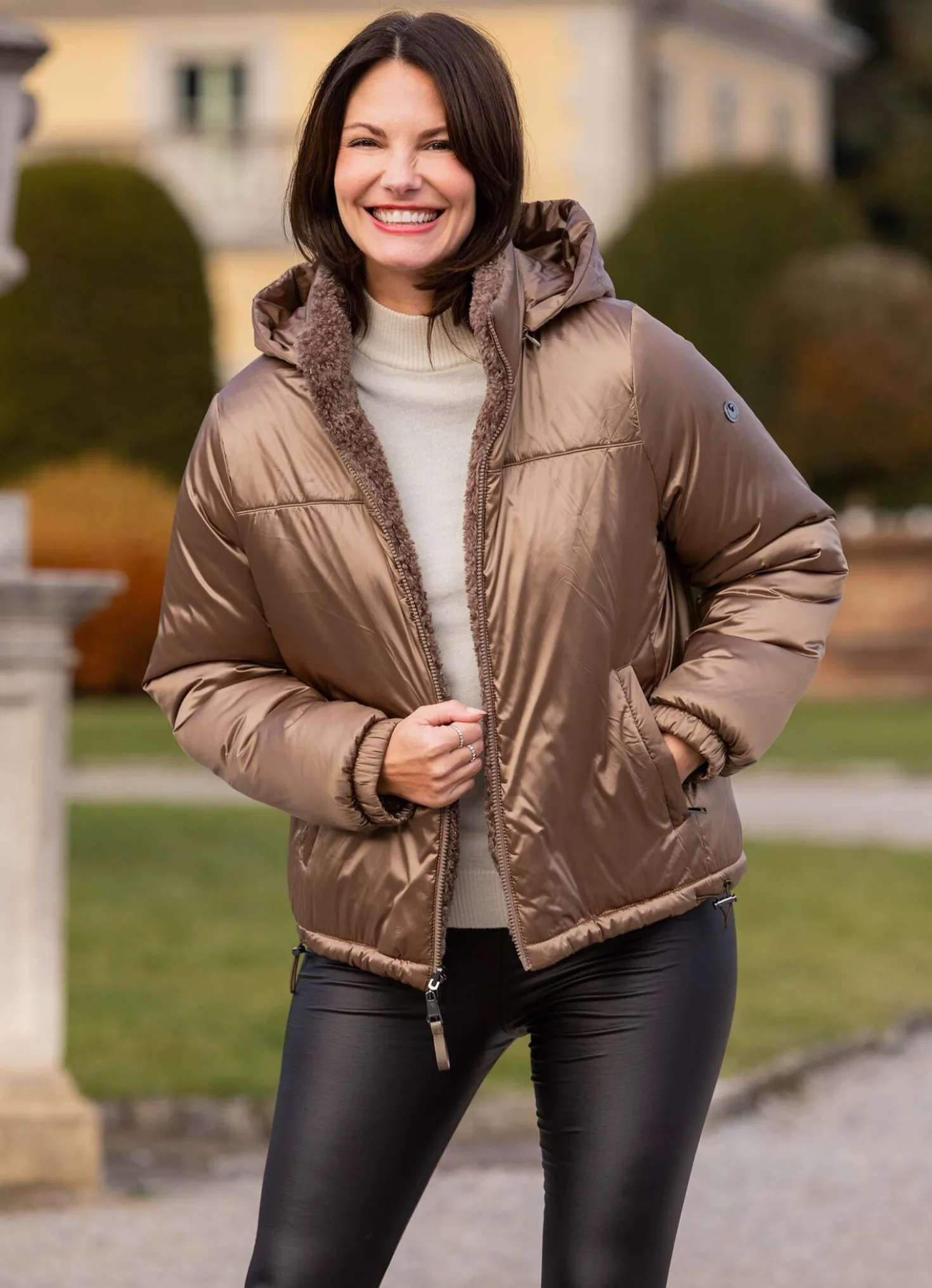 Wende-Kurzjacke mit 2-Wege-Reißverschluss