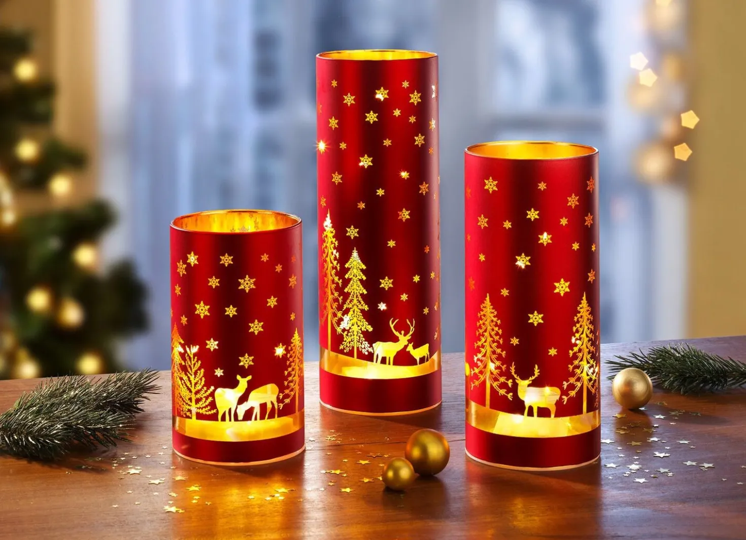 Windlicht 3er-Set aus Glas