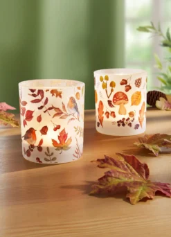 Windlicht mit Herbst-Motiv, 2er-Set