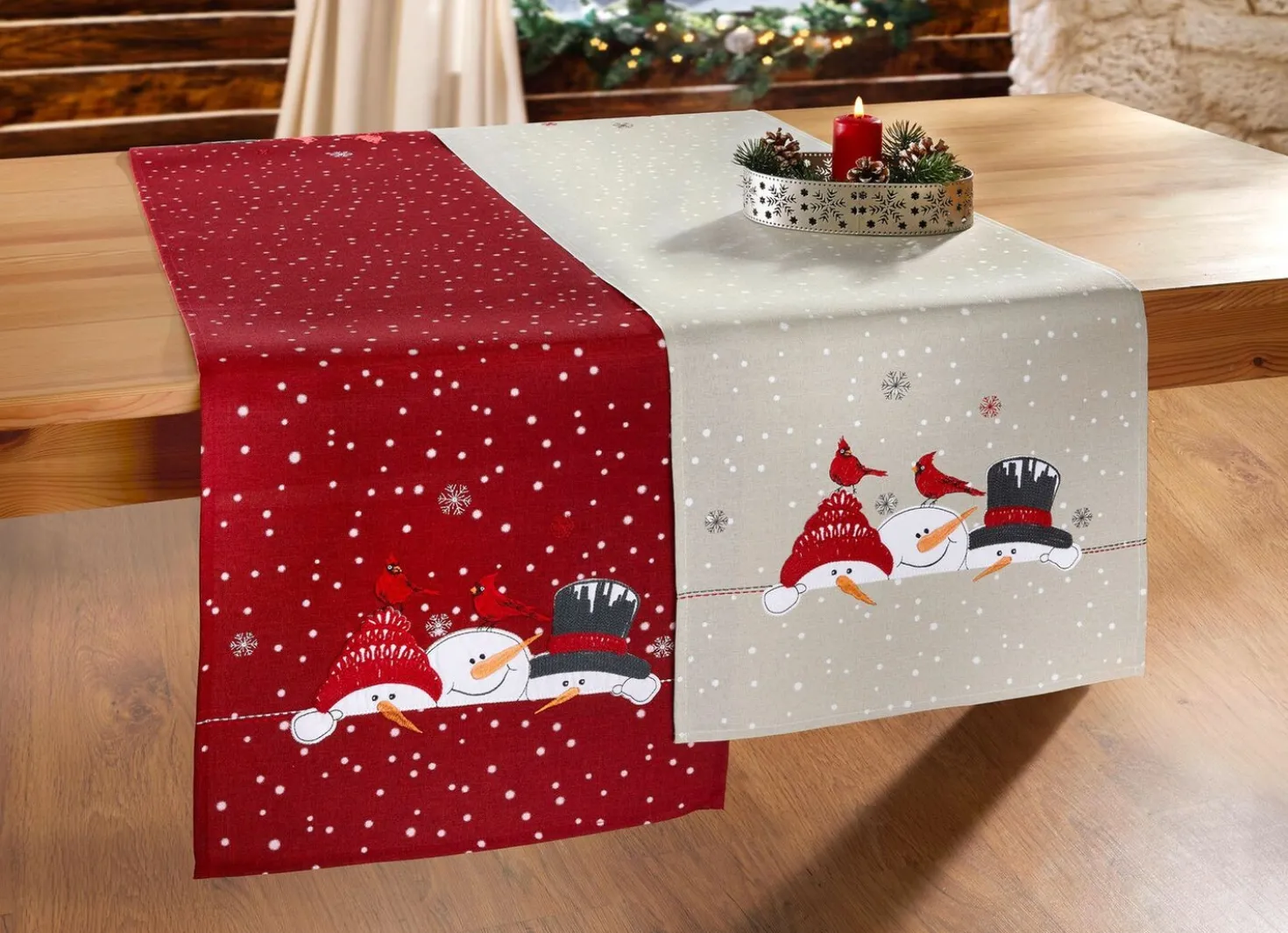 Zauberhafte Tisch- und Raumdekoration mit Schneemann-Motiven