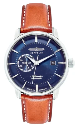 Zeppelin-Automatik-Herrenuhr mit Edelstahlgehäuse und Lederband