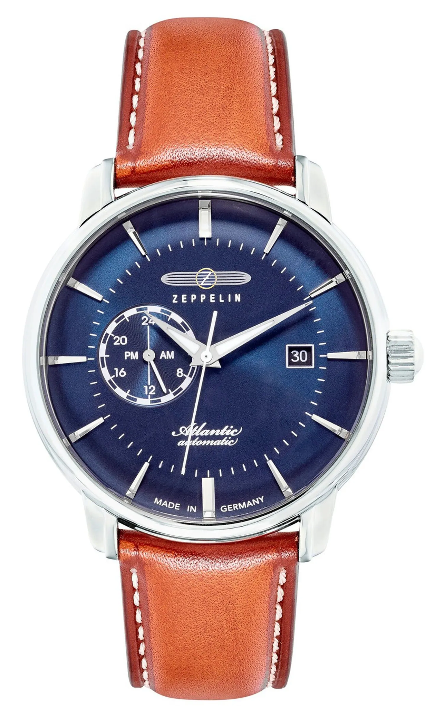 Zeppelin-Automatik-Herrenuhr mit Edelstahlgehäuse und Lederband