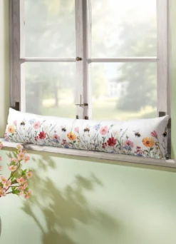 Zugluftrolle mit Bienen- und Blumenwiesen-Motiv