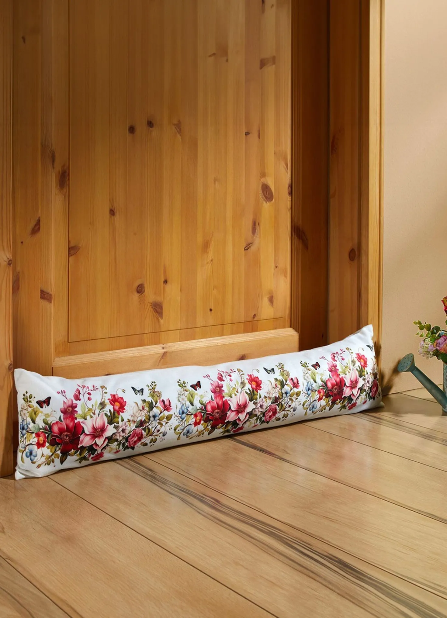 Zugluftrolle mit Blumen-Motiv
