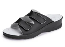 Zweierpack klassische Damen-Pantoletten, Weite H, mit Klettverschluss