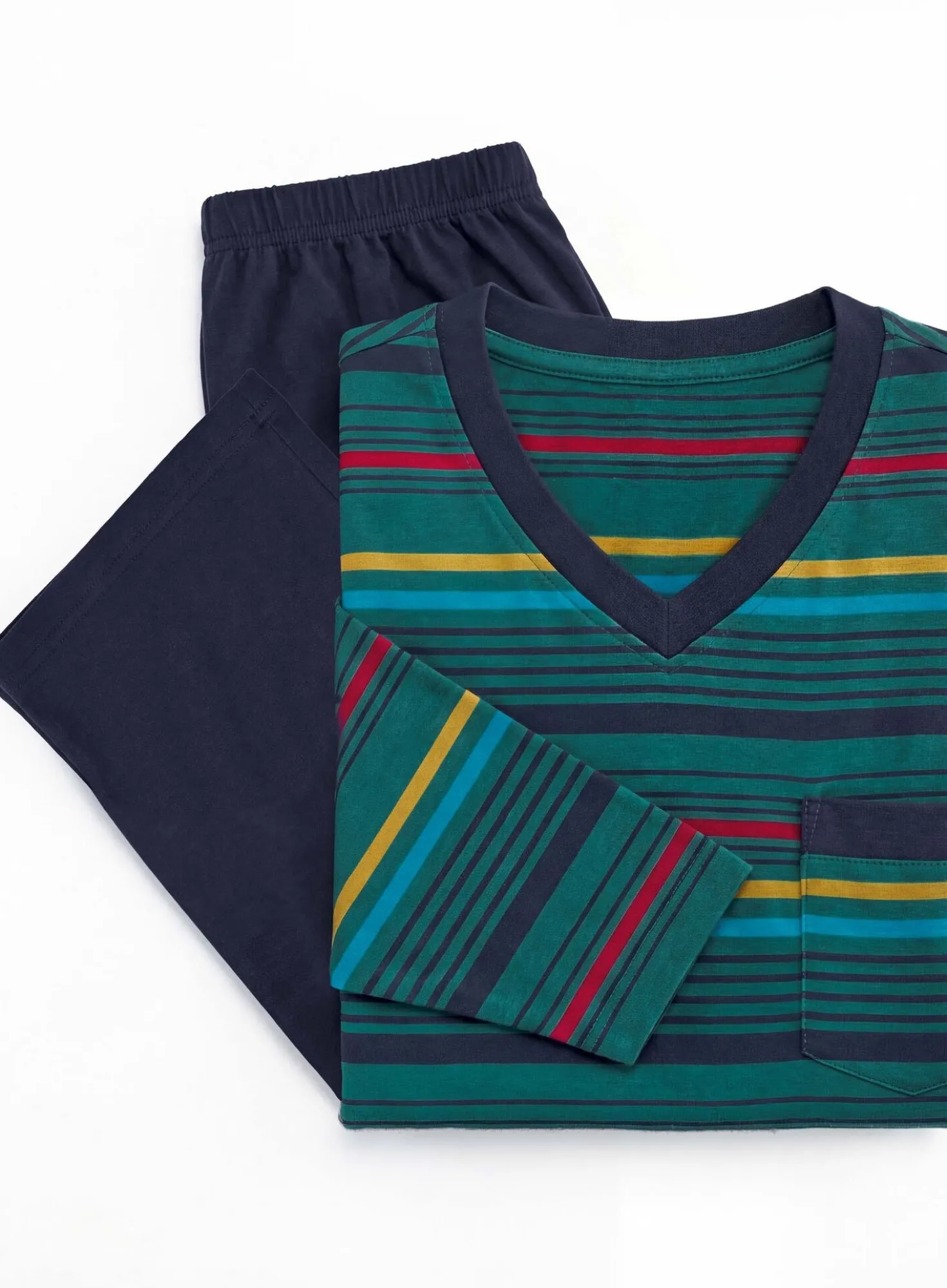 Zweierpack Schlafanzüge mit V-Ausschnitt und offenen Abschlüssen