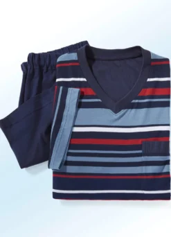 Zweierpack Shortys mit V-Ausschnitt und garngefärbtem Ringeldessin